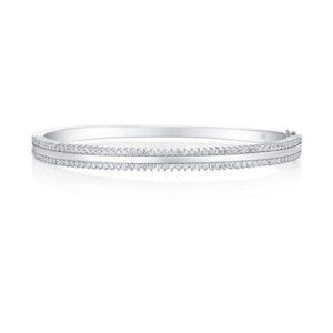 Diamond Arc 14K (or 18k upon request) White Gold Bangle Bracelet